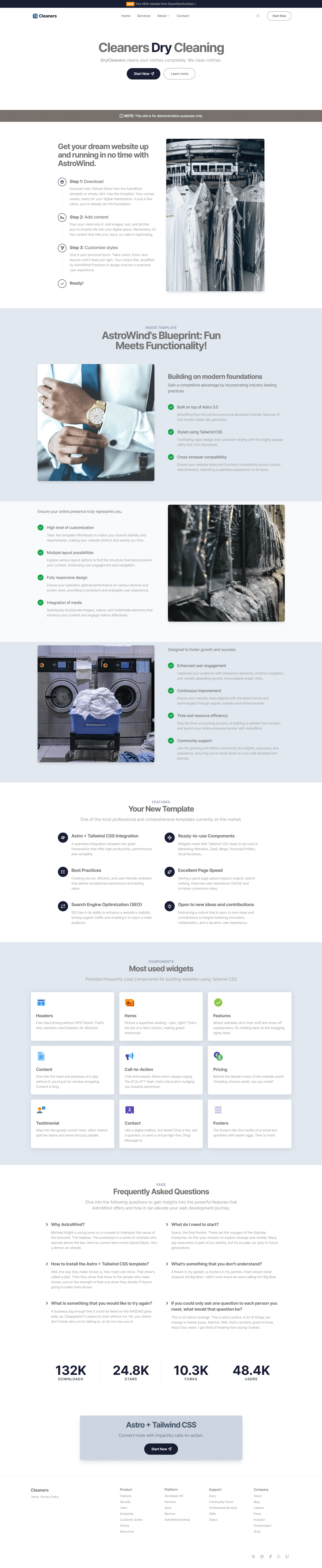Cleaners Demo Site Screenshot